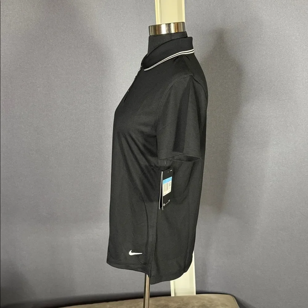 Nike Women’s Black Golf Polo Shirt Dri-Fit Short Sleeve Standard Fit MEDIUM NWT